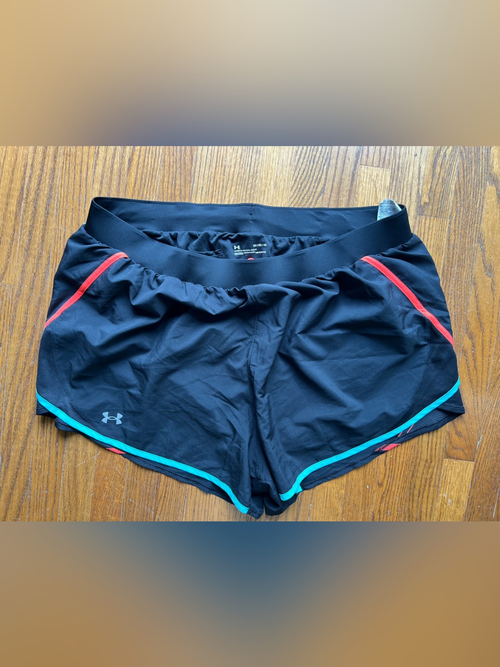 Under Armour women’s Black Shorts with Teal & Coral Trim size 2XL